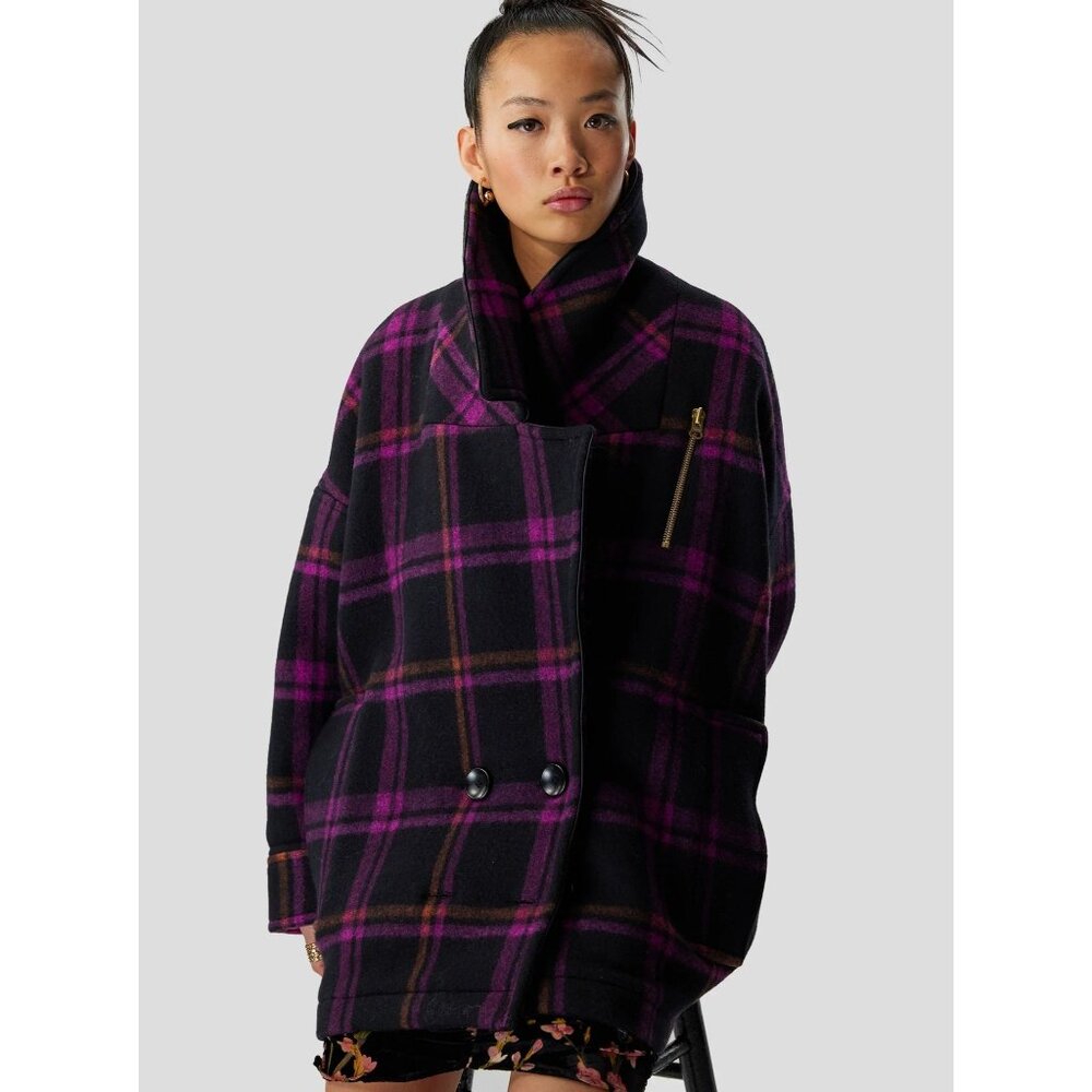 Heimstone Ken Pea Coat District Wineberry Wool Size 1/Small NWT